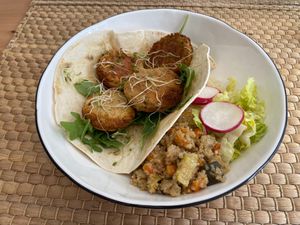 Home made Falafel at SawaBona Art Café in Amposta