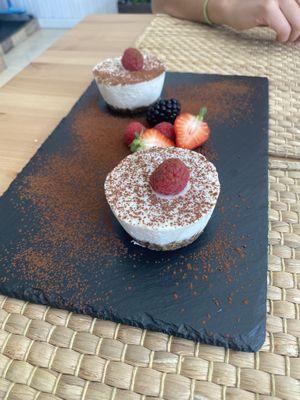 Cashew vegan cake at SawaBona Art Café in Amposta