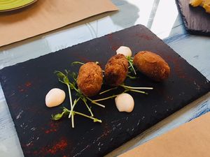 Vegan croquets at SawaBona Art Café in Amposta