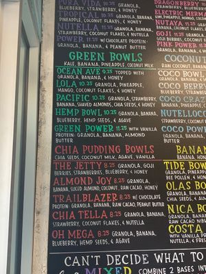 Part Of Menu August 2020 at Playa Bowls in Wildwood