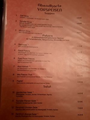 Menu 1 at Goa in Boltenhagen