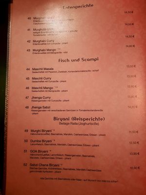 Menu 4 at Goa in Boltenhagen