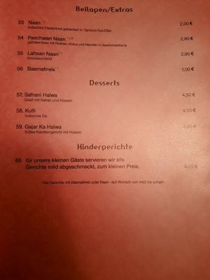 Menu 5 at Goa in Boltenhagen
