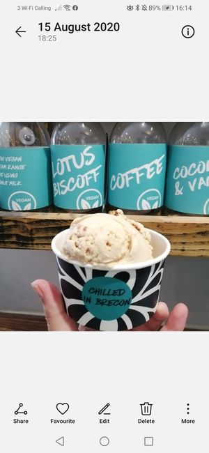 Vegan Biscoff Ice cream at Llanfaes Dairy Ice Cream Bar in Brecon
