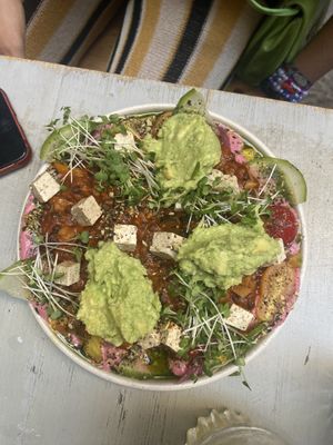 Lentil Dahl with extra guacamole   at Szimply in Budapest