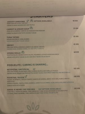 Menu  at Nook in Stari Grad