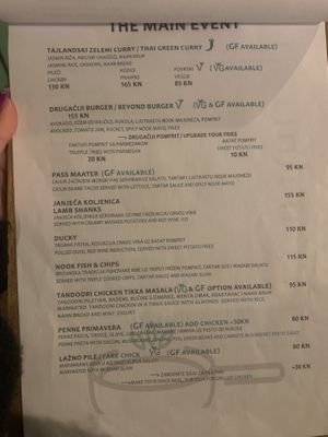 Menu  at Nook in Stari Grad