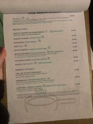 Menu at Nook in Stari Grad