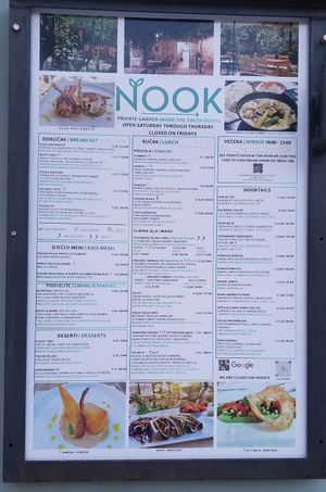 Menu at Nook in Stari Grad