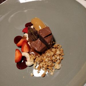 Chocolate ganache and homemade caramel at Nook in Stari Grad