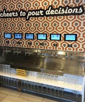Self-pour beer and wine station at Bombay Pizza Kitchen in Plymouth