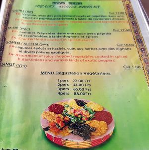 Vegetarian menu at Addis Abbeba in Geneva