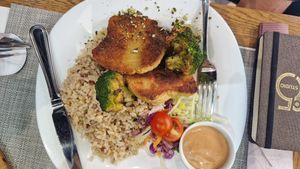 Seitan with broccoli and rice at Plant Power in Novi Sad