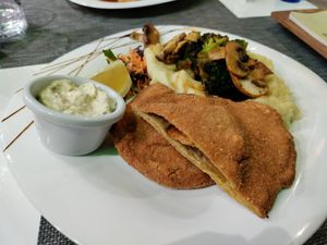 Cordon Bleu with mash at Plant Power in Novi Sad