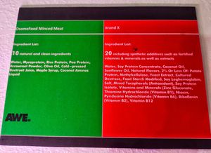 100% plant based OsomeFood minced meat ingredients at OsomeFood in Northeast Singapore