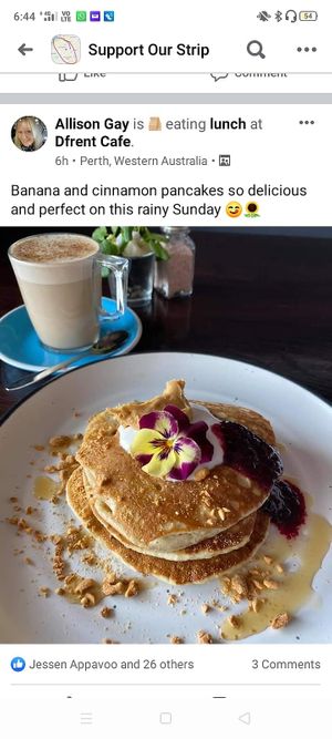 Banana pancakes 🥞🌻 at Dfrent Cafe in Victoria Park