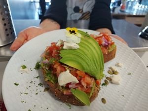 Avocado, vegan feta and avocado bruschetta 🥑🍞 at Dfrent Cafe in Victoria Park