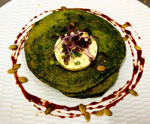 Green pancake with lime butter🥯🥦 at Dfrent Cafe in Victoria Park