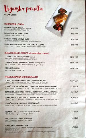 Vegan offer during summer 2022. at Hotel Tripič in Radovljica