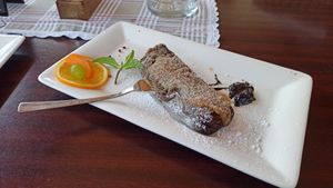 Strukelj with chocolate at Hotel Tripič in Radovljica