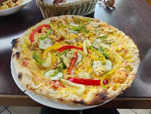Vegan pizza at Hotel Tripič in Radovljica