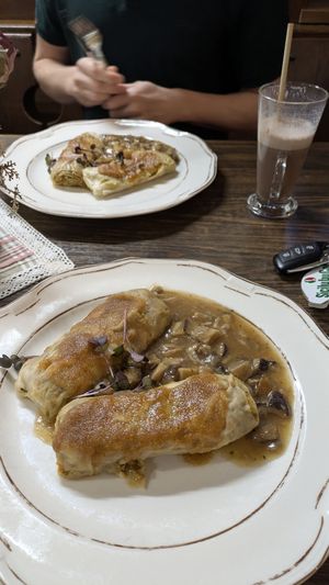Dumplings + Mushroom gravy (vegan) at Hotel Tripič in Radovljica