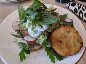 Smashed ago and hash brown at Mamma Says in Fairfield