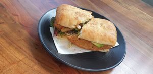 Vegan chick'n schnitzel at Mamma Says in Fairfield