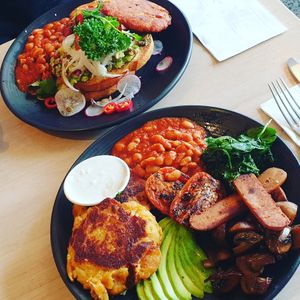 Vegan Big Breakfast and Avo Smash w/sides at Mamma Says in Fairfield