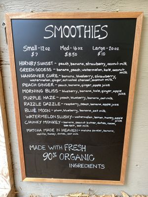 Smoothies  at Supernatural Juice in Hornby Island