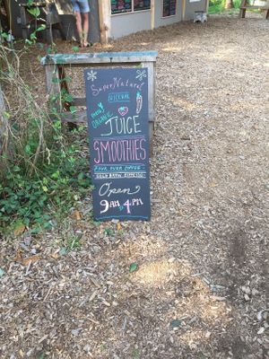 Sign at Supernatural Juice in Hornby Island