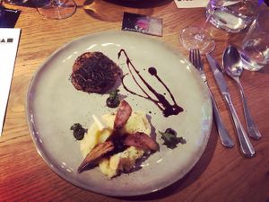 Main dish, celeriac schnitzel  #Veganuary at ANOAH in Zurich