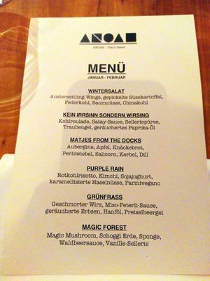 Menü Jan/Feb 2025 at ANOAH in Zurich