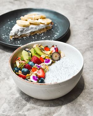 Coconut chia pudding at Plantiful - Plant-based Cafe in Bangkok