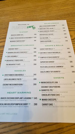 Menu at Plantiful - Plant-based Cafe in Bangkok