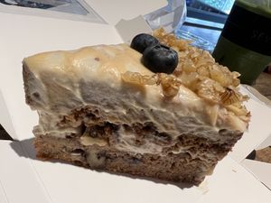 Carrot cake (too dense, don’t recommend )  at Plantiful - Plant-based Cafe in Bangkok