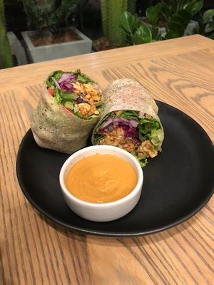 Tempeh burrito - very fresh & tasty at Plantiful - Plant-based Cafe in Bangkok