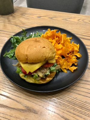 Very tasty burger! at Plantiful - Plant-based Cafe in Bangkok