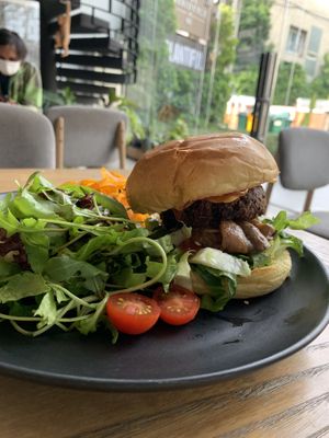 Mushroom burger!!   at Plantiful - Plant-based Cafe in Bangkok