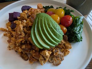 Breakfast plate at Plantiful - Plant-based Cafe in Bangkok