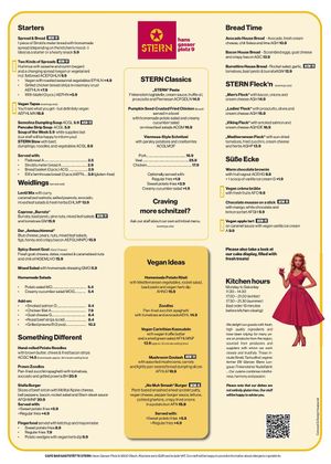 Menu at Stern in Villach