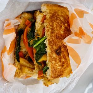 Had forgotten how huge and delicious their toasty   vegetable/ avocado pear sandwiches are! ….🌟🌟🌟🌟🌟  at Kiosk in Lyme Regis