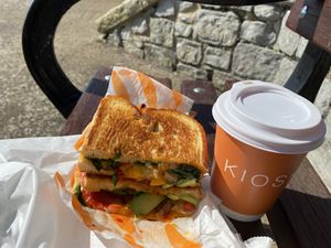Delicious toastie that is full of colour and good things! ⭐️⭐️⭐️⭐️⭐️  at Kiosk in Lyme Regis