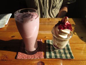 Pupu Kitchen's smoothie and parfait (hope photo quality returns to normal when fully uploaded) at Pupu Kitchen and Health Food Shop in Nagoya