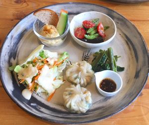 Lunch (with rice and soup not pictured) at Pupu Kitchen and Health Food Shop in Nagoya