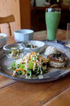Assorted lunch plate at Pupu Kitchen and Health Food Shop in Nagoya