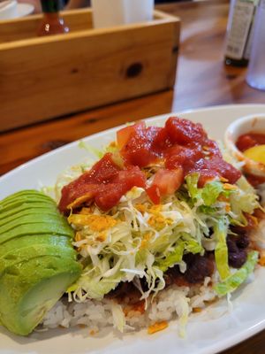 Vegan taco rice at Taco Rice Cafe Kijimuna in Onna