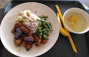 Favorites: eggplant and chicken at Origanics 启点 - Vegetarian - NUS The Deck in Northeast Singapore