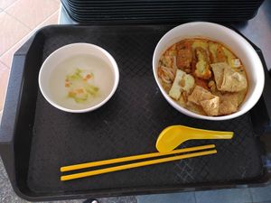 Laksa (decent and spicy, ask for no egg, you will get tofu instead) at Origanics 启点 - Vegetarian - NUS The Deck in Northeast Singapore