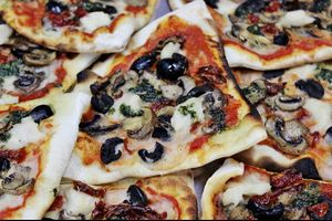 Very best vegan pizza in the world - paper thin crispy crust in four exquisite varieties at Liola Foods in Sedgefield